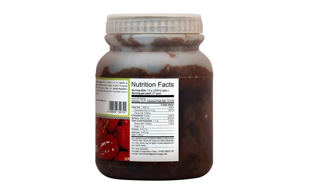 Pachranga's farm Fresh Red Chilli Stuffed Pickle    Plastic Jar  1 kilogram